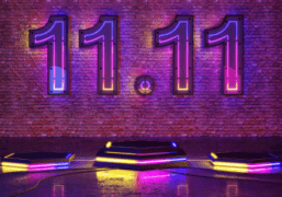 11. 11 Written on the wall with lights